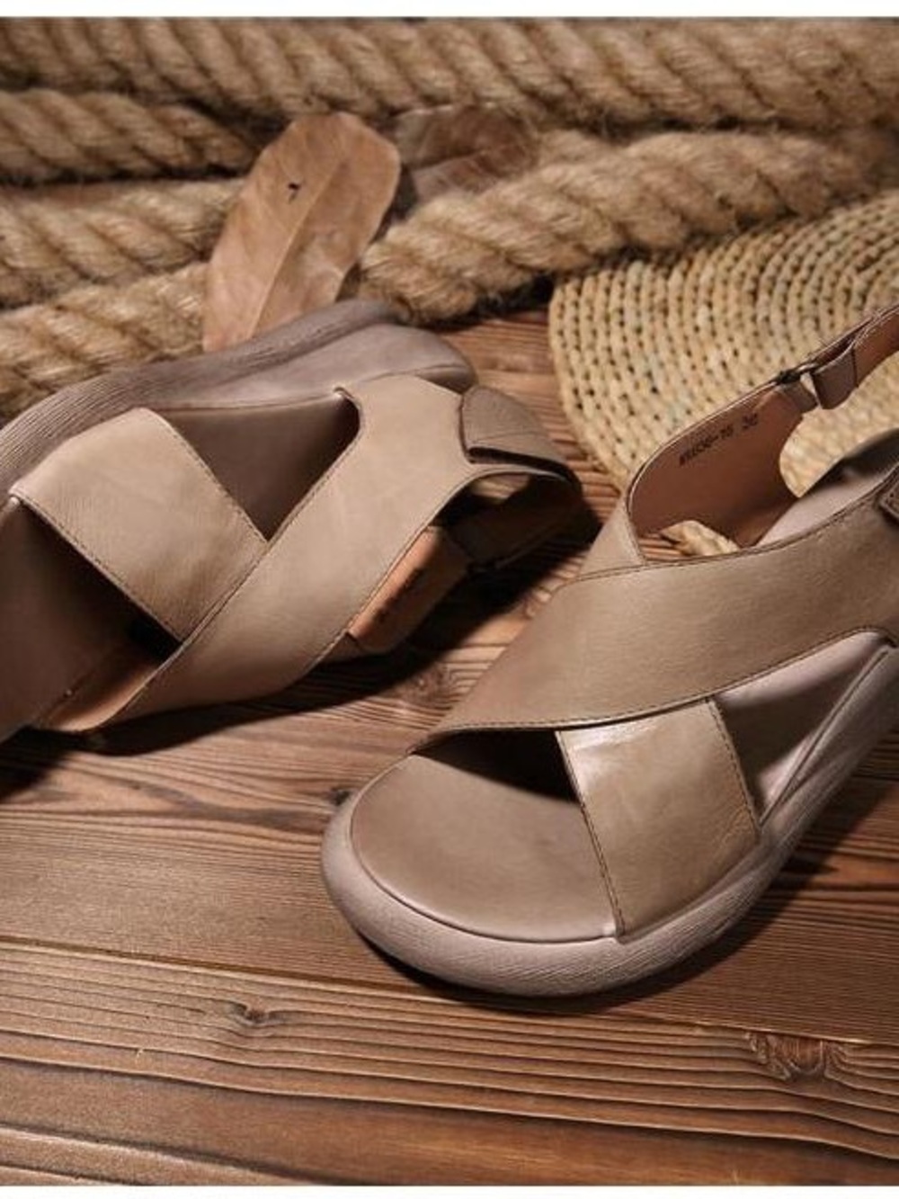 Women’s Taupe Crisscross Slingback Wedge Sandals